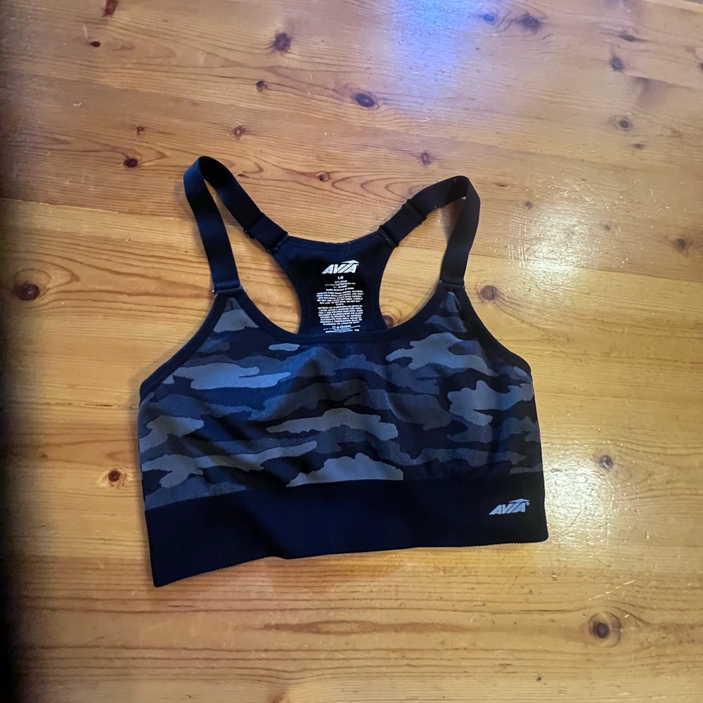 Avia Camouflage Sports Bra - Black and Gray